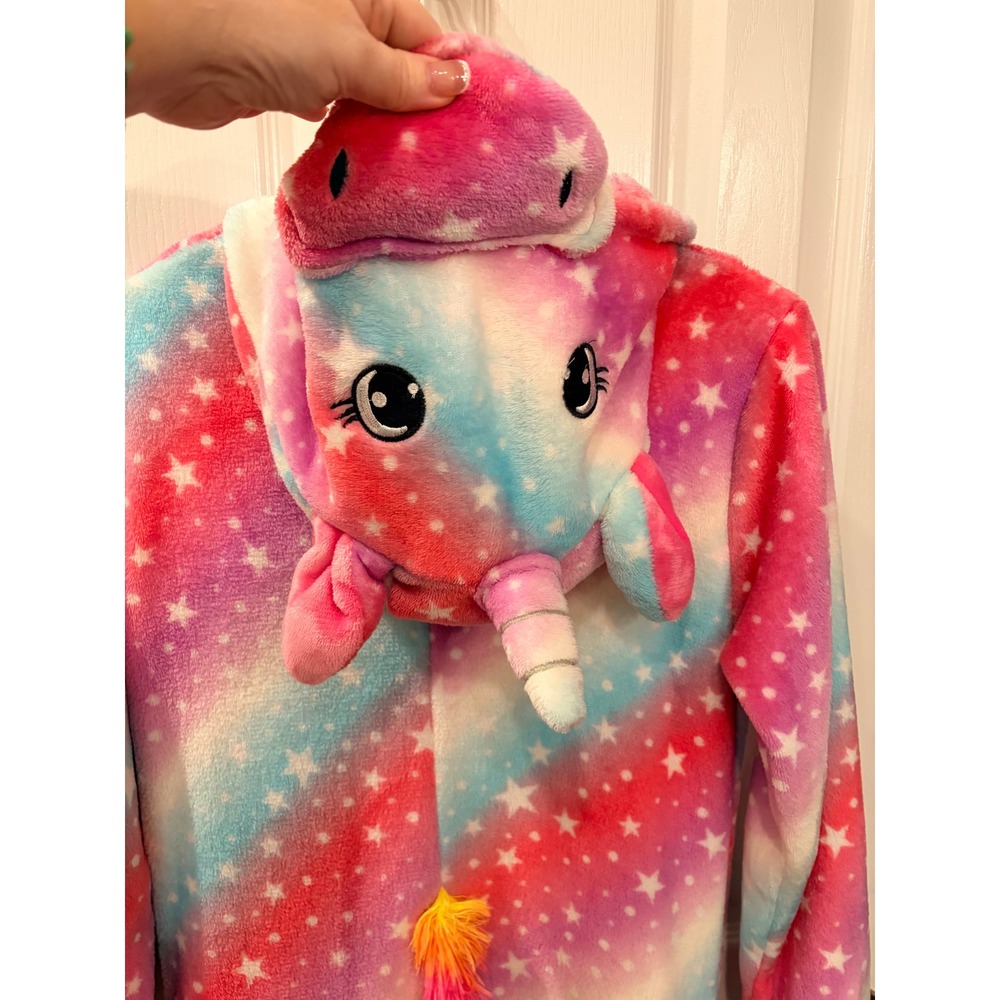 Unbranded Unicorn One Piece Pajama Rainbow Star Plush Hooded Sleeper Kids 12Y